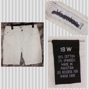 Yessica brand White Denim Bermuda Jean Shorts Sz 18W